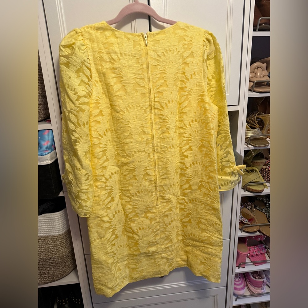 NWT Lilly Pulitzer Kavianna Dress Color: Finch Yellow Stacked Palm Burnout SZ 10 - Picture 7 of 11